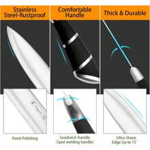 Kitchen Knife Set, 9-Pieces  Sharp Non-Stick Coated Chef Knives Block Set,Stainless Steel Knife Set For Kitchen With Sharpener For Cutting Slicing Dicing Chopping