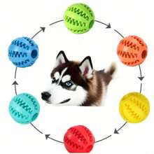 1PC Dog Chew Ball Toy | Natural Rubber Teeth Cleaning Interactive Chew Toy With Snack Pocket | Before-After Whitening Pet Dental Toy For Outdoor Training Reward (Christmas/Birthday Gift)