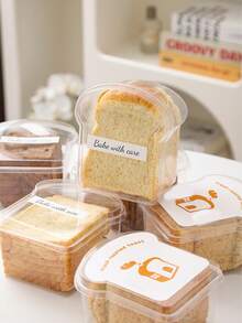 4件套户外野餐面包三明治便携式携带盒透明可视三明治吐司面包盒三明治盒创意面包包装盒透明食品包装盒家用三明治储存容器无需贴纸