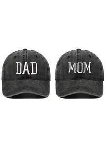 2 件“DAD MOM”刺绣可调节棒球帽 - 复古水洗风格，中性男女通用太阳帽，适合户外活动、时尚配饰、节日礼物 - A - 查看 10