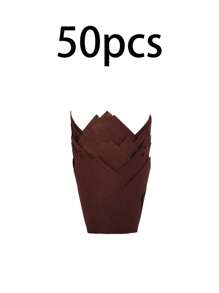 50 pezzi/100 pezzi Pirottini da forno a forma di tulipano, adatti per caffè, in colori naturali, bianchi, rosa, antigrasso, ideali per forniture per feste di ogni occasione