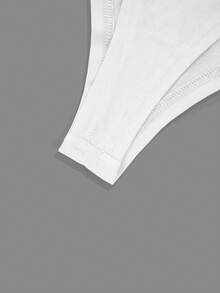 Women's Lace Patchwork Minimalist Casual Bodysuit, Black, Spring/Summer - White - View 6