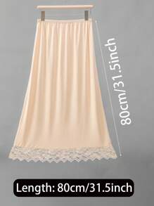 3 Pieces/2 Pieces/1 Piece, Multi Specification, Multi-Color, Solid Color, Spring And Summer Styles, Anti Transparency And Anti Light Medium Long Skirt, Inner Lining Skirt, Lace Bottom, Anti-Static Skirt, Elastic Waistband Suitable For Slightly Overweight Girls, Suitable For Daily Wear Summer, School Fall, Autumn, Halloween