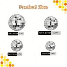 Morofme 11pcs Mirror Disco Ball Silver Hanging Disco Lights Mirror Ball Disco Ball Centerpiece Decor, Suitable For Disco Birthday Party, 70s Retro Theme Party, Stage Props - Silver Gray - View 9