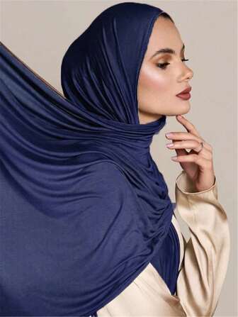1pc New Style Large Size Jersey Hijab,Shawl Soft Casual Solid Color Women Scarf For Dress