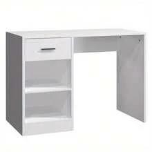 100cm Computer Desk Study Writing Table PC Laptop Desk With Drawer 2 Shelves - White - View 9