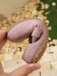 New Kids Round Toe Non-Slip Soft Sole Hook And Loop Fastening Simple Flats, Suitable For All Seasons - Pink - View 6