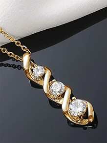 1 Pc Romantic Cubic Zirconia Necklace Pendant For Women For Valentine's Day Gift Engagement Anniversary Party Jewelry