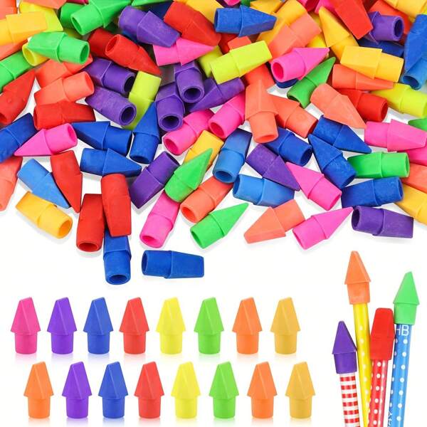 12/30/50/100 stuks potlood gummen dop potlood gum toppers studiebenodigdheden voor leraren klaslokaal must-haves potlood gummen 7 kleuren, terug naar school