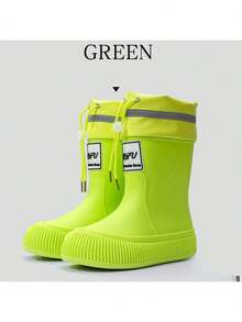 Women's Waterproof Drawstring Rain Boots, Fashion Mid-Calf Rain Shoes, Lightweight Non-Slip Thick Sole Rubber Boots, Suitable For All Seasons, Essential For Rainy Season, Exclusive For Women - Multicolor - View 7