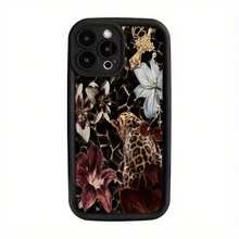 The TPU Phone Case Features A Leopard Lily Floral Design, Exuding A Vintage Elegance, And Is Compatible With Iphone 15 Pro Max, Iphone 14/13 Pro/12/11/7/5, 2P/X/Xr/Xs Max, Made With High-Quality Silicone For Full-Body Protection. - Black - View 5