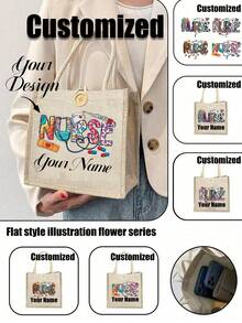 Bolsa de lona personalizada divertida con diseño de cartas de enfermera enamorada - Bolsa de enfermera para mujer, accesorios de enfermera para el trabajo, regalos de enfermera para mujeres, bolsa de enfermería para mujeres, esposa y madre, regalos de graduación, cumpleaños, jubilación y agradecimiento, Kit de supervivencia de enfermera, Vuelta a la escuela - Multicolor - Ver 1