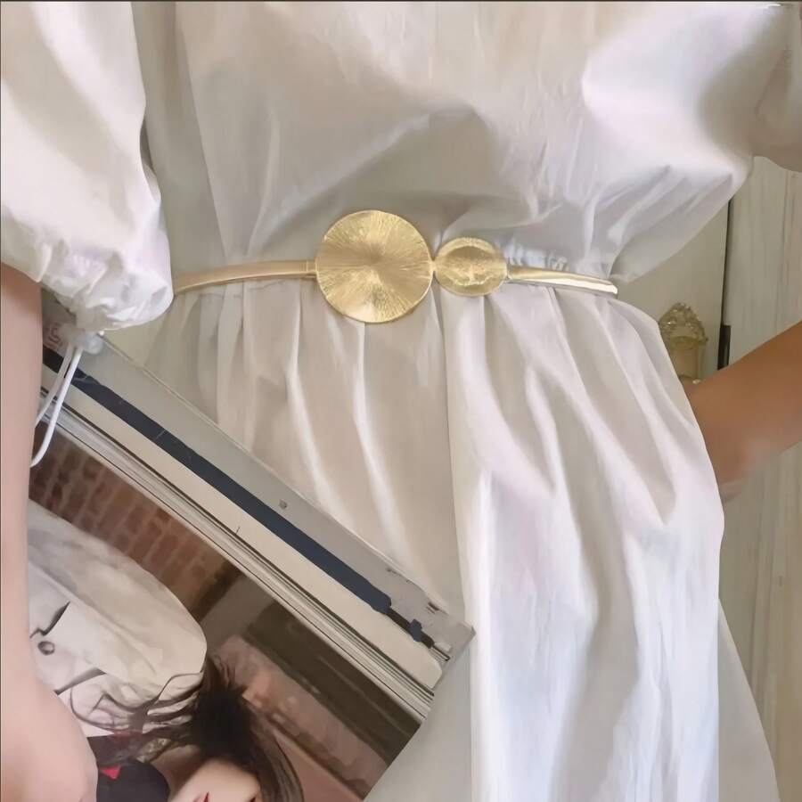 Thin Belts For Dresses Elastic Stretch Women Waistband Metal Belts 2024