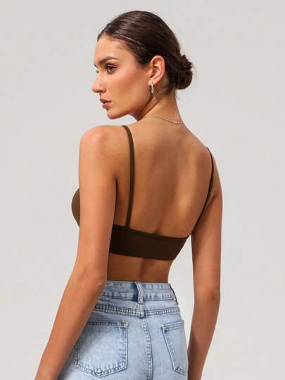 Sodalemon Women Fitness Backless Straight Strap Yoga Training Sport BH view 3