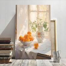 1 幅帆布墙画，静物，橙子和花瓶，印象派风格艺术印刷帆布海报画墙面装饰，是卧室客厅走廊宿舍的理想礼物（可选画框）