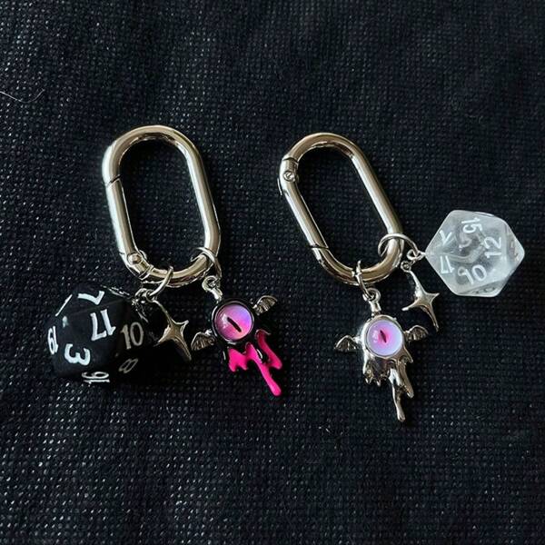 Devil's Eye Keychain Dice Retro Mobile Phone Chain Bag Pendant Couple Girlfriend Pendant
