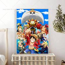 1 件草帽海贼团流行动漫海贼王海报自粘艺术防水纸贴纸咖啡馆酒吧房间墙壁装饰，无框