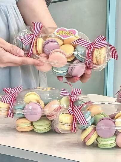 Set de 5 piezas/10 piezas/20 piezas Cajas transparentes con forma de fresa de estilo INS para empacar pasteles, cajas para tartas de cumpleaños, cajas para decoración de repostería y postres, cajas para cortar y empacar frutas