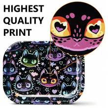 Cute Cat Printing Rolling Tray Set With Grinder, Metal Rolling Tray Combo Kit Ideal For Gifts, Easy To Carry - Con mèo dễ thương - Xem 2