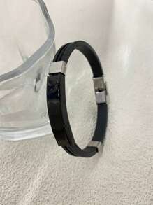 1 pieza Pulsera minimalista de acero inoxidable y trenzado para hombre