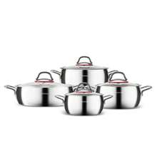 Karaca Emirgan 8-Piece Stainless Steel Induction Cookware Set, Silver Red - Default - View 1