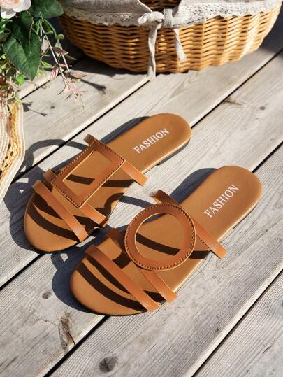 New Women Round Toe Flat Comfortable Casual Versatile Beach Sandals, Fashion Holiday Style