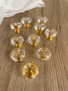 10pcs Acrylic Crystal Clear Cabinet/Drawer Handle - Gold - View 11