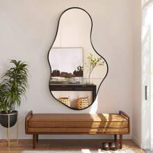 Asymmetric Wall Mirror - Black Irregular Abstract Wall Mirror Nautical Aluminum Alloy Frame Wall Mirror, Living Room, Bedroom, Bathroom, Entrance Passage, Wardrobe