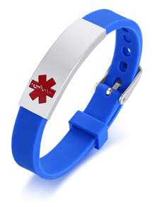 1pc Personalized Laser Engraved Pink & Blue Autism Awareness Medical Symbol Stainless Steel & Silicone Adjustable Bangle Bracelet For Men, Women & Unisex, Arabic Bracelet, Custom Made Item