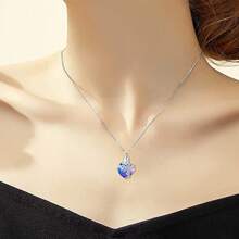 Tree Of Life Urn Necklace For Ashes Heart Cremation Jewelry Stainless Steel With Blue/Purple Crystal With Funnel Filler Memorial Jewelry Gifts For Human Pet
