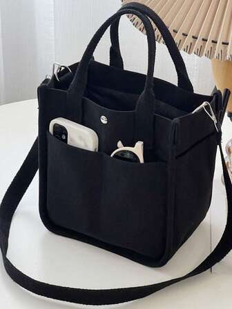 Chic Compact Canvas Tote,Multi-Pocket,Versatile Crossbody & Lunch Storage Bag,Korean Ins Multi-Compartment Mums And Babies Go Out Portable High-Capacity Mums And Babies Go Out Multi-Layered Tote Bag Ultra-Portable Go Out Fashion Mums Go Out Hand Carry Lunch Box Bag