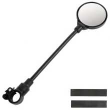 Miroir rétroviseur de vélo 360° rotatif et réglable, lentille grand angle, bras long flexible pour une installation facile, convient pour les vélos de montagne, les scooters électriques et les véhicules légers - Cadre en ABS noir, accessoires de pédale Miroir ovale Accessoire de sécurité, pièces de vélo