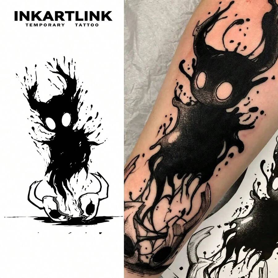 INKARTLINK 非永久性纹身，卡通小恶魔纹身贴纸，临时个性化纹身贴纸，逼真的半永久性纹身，夏季防水手臂纹身，防水持久1-2周，纯素男女通用身体贴纸