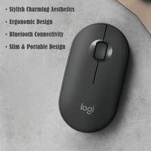 Logitech Pebble Wireless Bluetooth Mouse, Ultra-Thin & Silent, Specially Designed For Apple Mac/IPad, Multi-Device One-Key Switching, High-Aesthetic Office/Home/Cafe Mobile Work Equipment - Black - View 1