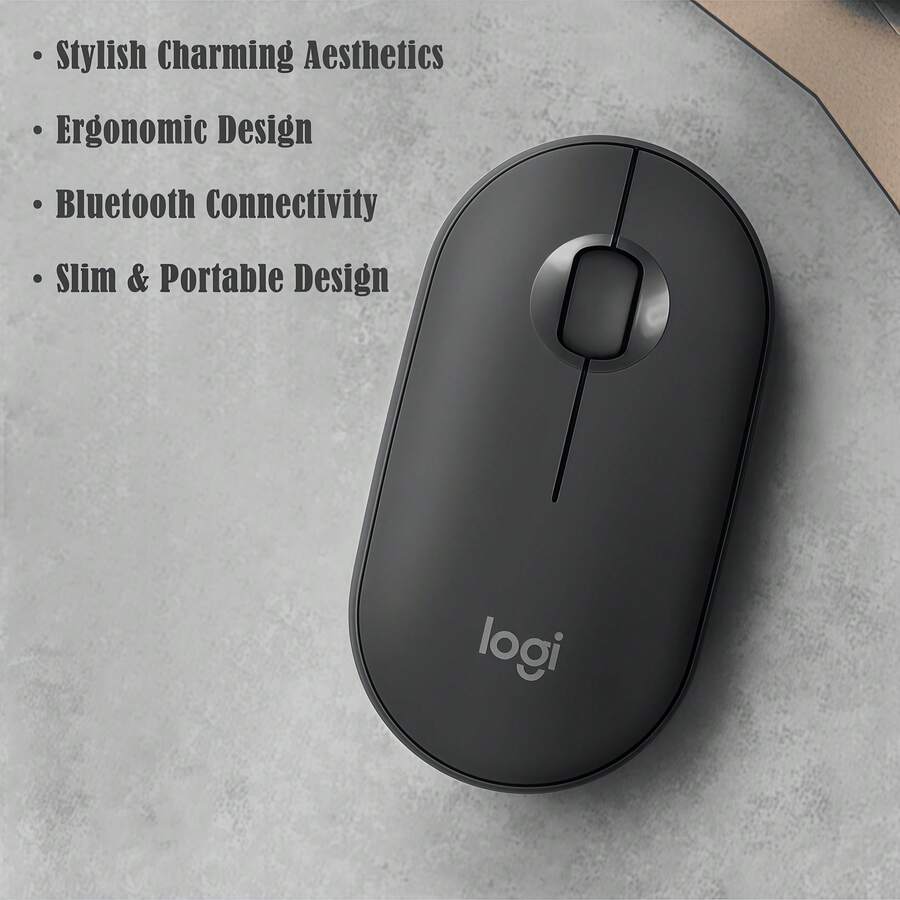 Logitech Pebble Wireless Bluetooth Mouse, Ultra-Thin & Silent, Specially Designed For Apple Mac/IPad, Multi-Device One-Key Switching, High-Aesthetic Office/Home/Cafe Mobile Work Equipment - Black - View 1