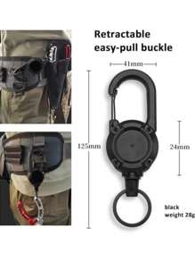 Siliget Heavy Duty Lanyard Badge Reel With 23.6'' Steel Cord, Retractable Keyring For Outdoor Black,School Supplies,Back To School