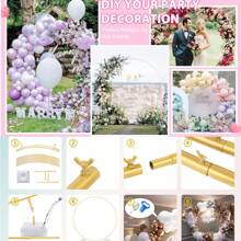1 Round Arch Backdrop Stand, Metal Gold Wedding Balloon Arch Frame For Ceremony, Birthday Party, Bridal Shower, Banquet Decoration, Valentine's Day, Holiday Celebration Backdrop Decoration Stand