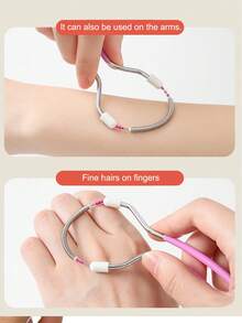 1pc 110mm Pink Facial Physical Hair Remover Removes Upper Lip Chin Facial And Neck Fine Hairs And Excess Hair Gentle And Effective Spring Based Technology This Facial Hair Remover Is For Delicate Beauty Shaving The Face And Is A Spring Type Hair Remover For Women's Facial Hair Removal. - Pink - View 6