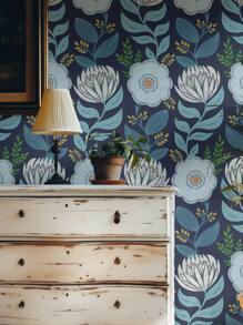 Boho Floral Removable Peel And Stick Wallpaper Paisley Wall Art Wall Decor Blue And White Flowers On Navy Bluekid's Room Self Adhesive Wallpaper Room Decor Home Decor Wallpapers Wall Paper Bathroom Kitchen Wall Stickers Wall Sticker