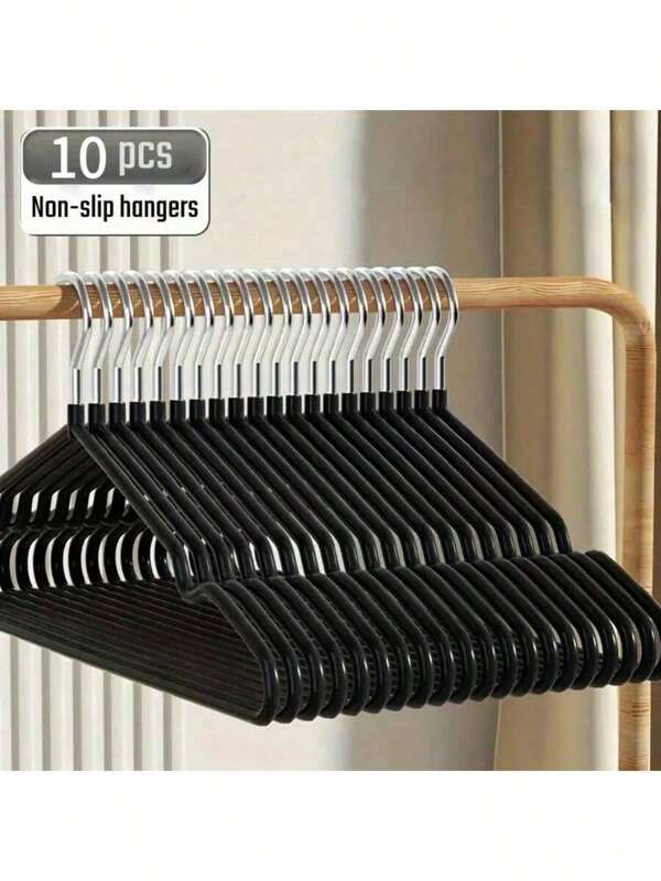 Cabides antiderrapantes para roupas pesadas, 10/20 peças (40 cm x 19 cm), 30-40 g/1 peça, preto, antiderrapante, para roupas pesadas, artigos para quarto, artigos de armazenamento, solução de armazenamento durável premium para quarto e armário - fácil de pendurar, design compacto, ideal para sala de estar, primavera, minimalista, verão, 1 peça