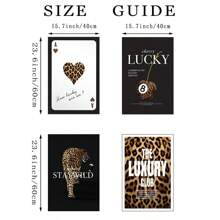 4pcs Vintage Leopard Wall Art Picture Luxury Magazine Cover Prints Canvas Paintings Lucky 8 Ball Poster Girly Aesthetic Decor For Bedroom, Living Room, Or Office ,Dorm Room Decor Gift For Her Umframed