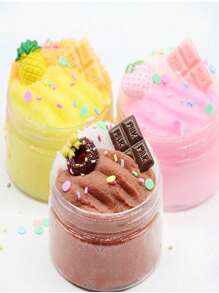 1 pieza 100ml Arcilla de cristal de rosquilla, arcilla elástica, kit de arcilla de seda DIY, chocolate, niebla, juguete antiestrés. [Accesorios y patrones de embalaje aleatorios]
