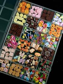 1Box Random Mixed ABS Cartoon Chocolate Chip Cookies Nail Charms, Bread, Ice Cream, Strawberries, Mushrooms,3D Cute Simulated Desserts ,Personalized Nail Art Accessories DIY - Nhiều màu - Xem 5
