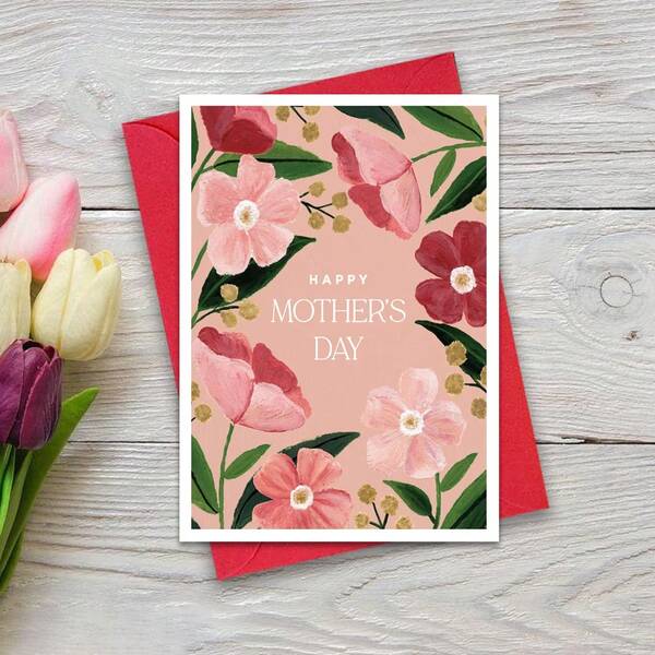 بطاقة تهنئة عيد الأم مع مغلف بزهور الخشخاش المزهرة، بطاقة تهنئة "أحبك يا أمي"، بطاقة تهنئة عيد الميلاد، هدية عيد ميلاد الأم، بطاقة تهنئة بالزهور، أفضل بطاقة تهنئة لأفضل أم، أفضل بطاقة تهنئة لأم