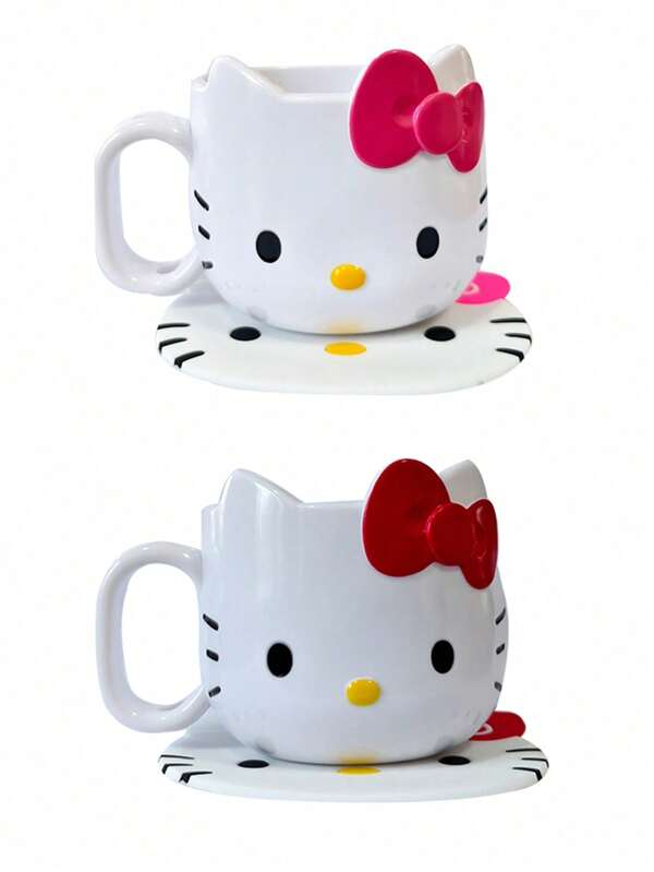 Sanrio 1/2 Stücke Hello Kitty Wasserglas & Waschbecken Set, multifunktionale Cartoon Acryl Material Tasse (Zubehör kann variieren)