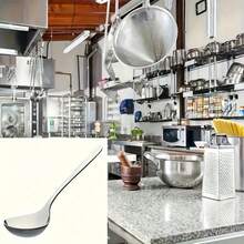 4 buc polonice de supă cu mâner lung din oțel inoxidabil durabil, ustensile de bucătărie ideale pentru restaurante cu supă, terci și oală fierbinte - Argint - Vizualizare 5