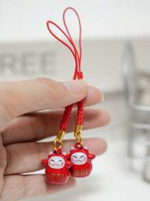 1pc Japanese Lucky Cat Keychain - Cute Maneki Neko Bell Charm, Perfect For Bags, Phones, And Keys, Adorable Lucky Cat Pendant With Omamori Charm For Prosperity And Protection