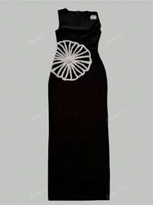 Vestido de vendaje con cuentas para mujer, ropa de Body ceñido sin mangas sexy para celebridad, fiesta elegante
