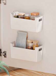 1 Stück minimalistischer wandmontierter einfarbiger Aufbewahrungskasten, multifunktionaler Organizer für Schranktüren/Kleiderschrank-Innenseiten, Bad/Toilette Kleinteile Halter