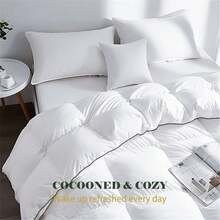 1pc Bed Quilt, Luxury Hotel Grade Bedding, Available In Queen/King Size, 3D Polyester Fiber Filled, All Season Use, With 4 Corner Loops, Machine Washable, Ultra-Soft Microfiber Material. - White - View 4